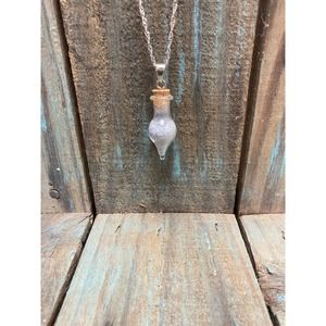 Dumortierite sand on 24” stainless steel wavy necklace chain